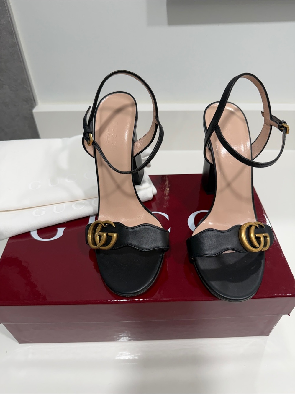 Gucci Black and Gold Women's Heels